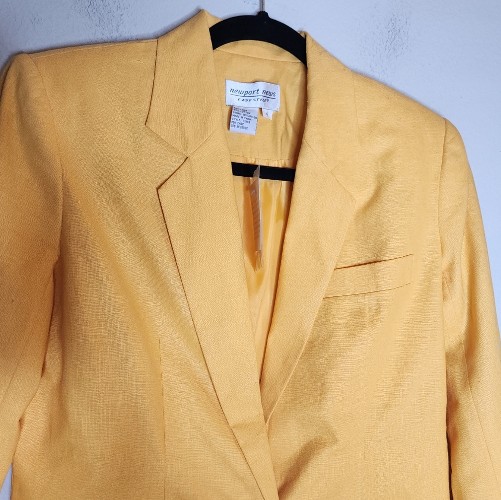 NWT Newport News Linen Cotton Yellow Single Button Blazer Size‎ 4 - Picture 14 of 16